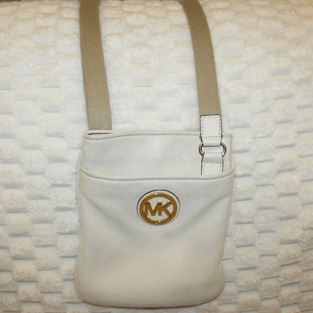 Michael Kors FULTON Small Leather Crossbody Bag VANILLA